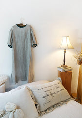 Vestido largo Jessie de lino y algodón con mangas abullonadas