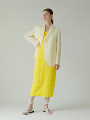 Tailored Linen Blazer Shirt With Waist Tie And Notched Lapel