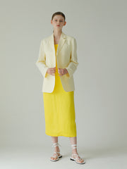 Tailored Linen Blazer Shirt With Waist Tie And Notched Lapel