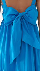 Sleeveless Linen Tiered Maxi Dress with Open Back Bow Detail