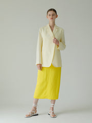 Tailored Linen Blazer Shirt With Waist Tie And Notched Lapel