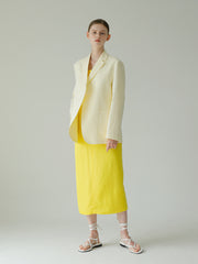 Tailored Linen Blazer Shirt With Waist Tie And Notched Lapel