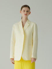 Tailored Linen Blazer Shirt With Waist Tie And Notched Lapel