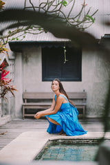 Sleeveless Linen Tiered Maxi Dress with Open Back Bow Detail