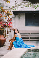 Sleeveless Linen Tiered Maxi Dress with Open Back Bow Detail