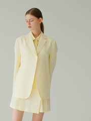 Tailored Linen Short Skirt For Women - High-Waisted A-Line Linen Skirt With Overlap Detail