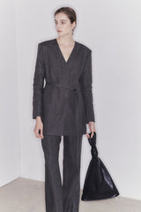 High-Waisted Linen Wide-Leg Pants for Women with Tailored Fit and Full-Length Silhouette