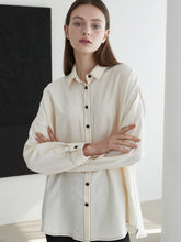 Tailored Linen Shirt With Contrast Buttons And Relaxed Fit For Refined Minimalist Wardrobe Styling