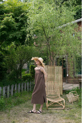 Sleeveless Linen Midi Dress With Adjustable Straps And Relaxed Fit For Breathable Summer Style