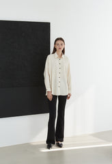 Tailored Linen Shirt With Contrast Buttons And Relaxed Fit For Refined Minimalist Wardrobe Styling