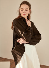 Statement Pleated-Back Shirt in Crisp Cotton Poplin With Voluminous Silhouette and Pointed Collar