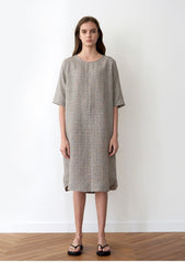 Relaxed Fit Linen Blouse for Women with Short Sleeves and Round Neckline – Summer Essential