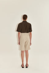 Short Sleeve Silk Blouse for Women with Tailored Collar and Relaxed Fit – Elegant Silk Shirt