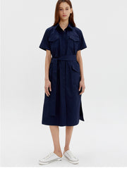 Sleeveless Midi Linen Dress with Back Slit and Tailored Fit for Effortless Elegance