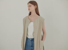 Wrap-Front Linen Midi Dress with Belted Waist and Kimono Sleeves for Elegant Comfort