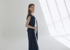 Wrap Front Midi Linen Dress with Waist Tie and Structured Sleeves for Elegant Summer Look