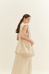 Sleeveless Linen Maxi Dress with Belted Waist and Side Slit – Minimalist Summer Resortwear