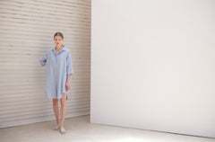 Relaxed-Fit Linen Shirt Dress With Half Sleeves And Collared Neckline For Effortless Style