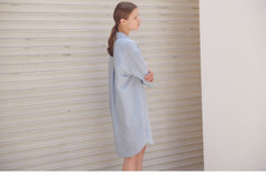 Relaxed-Fit Linen Shirt Dress With Half Sleeves And Collared Neckline For Effortless Style