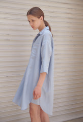 Relaxed-Fit Linen Shirt Dress With Half Sleeves And Collared Neckline For Effortless Style