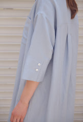 Relaxed-Fit Linen Shirt Dress With Half Sleeves And Collared Neckline For Effortless Style
