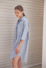 Relaxed-Fit Linen Shirt Dress With Half Sleeves And Collared Neckline For Effortless Style