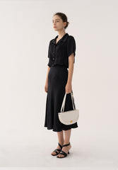 Short Sleeve Button-Up Linen Blouse with Notched Collar and Relaxed Fit for Summer Wear