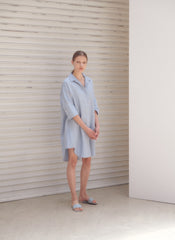 Relaxed-Fit Linen Shirt Dress With Half Sleeves And Collared Neckline For Effortless Style