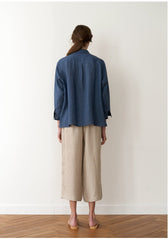 Wide-Leg Cropped Linen Pants With High-Rise Fit And Side Pockets For Everyday Comfort