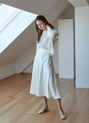 Elegant Long Sleeve Silk Shirt with Subtle Sheer Texture and Flowy Draped Fit for Effortless Style