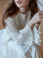Elegant Long Sleeve Silk Shirt with Subtle Sheer Texture and Flowy Draped Fit for Effortless Style