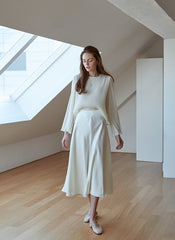 Elegant Long Sleeve Silk Shirt with Subtle Sheer Texture and Flowy Draped Fit for Effortless Style