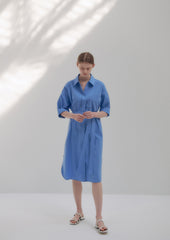 Linen Shirt Dress With Waist Tie, Collared Neckline, And Rolled Sleeves For Tailored Ease