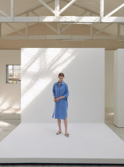 Linen Shirt Dress With Waist Tie, Collared Neckline, And Rolled Sleeves For Tailored Ease