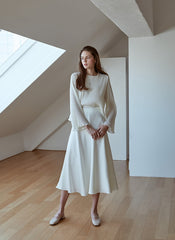 Elegant Long Sleeve Silk Shirt with Subtle Sheer Texture and Flowy Draped Fit for Effortless Style