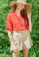 Women's Pure Linen Blouse Shirt Top – Lightweight Breathable Summer Wardrobe Essential