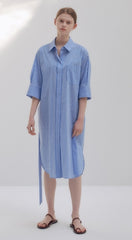 Linen Shirt Dress With Waist Tie, Collared Neckline, And Rolled Sleeves For Tailored Ease
