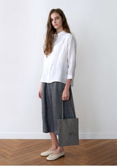 Elegant High-Waisted Midi Skirt In Breathable Pure Linen With Relaxed A-Line Silhouette