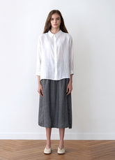 Elegant High-Waisted Midi Skirt In Breathable Pure Linen With Relaxed A-Line Silhouette