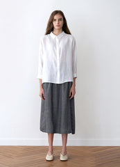 Elegant High-Waisted Midi Skirt In Breathable Pure Linen With Relaxed A-Line Silhouette