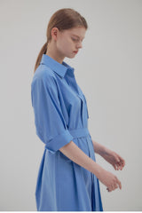 Linen Shirt Dress With Waist Tie, Collared Neckline, And Rolled Sleeves For Tailored Ease