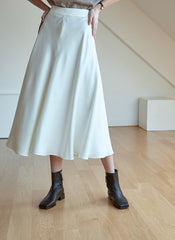 Elegant A-Line Silk Skirt with Fluid Drape and High Waistband for Effortless Day-to-Night Style