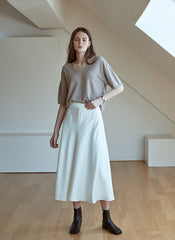 Elegant A-Line Silk Skirt with Fluid Drape and High Waistband for Effortless Day-to-Night Style