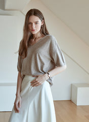 Elegant A-Line Silk Skirt with Fluid Drape and High Waistband for Effortless Day-to-Night Style