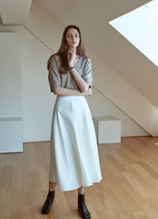 Elegant A-Line Silk Skirt with Fluid Drape and High Waistband for Effortless Day-to-Night Style