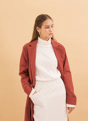 Chic Belted Midi-Length Outerwear Crafted From Premium Linen With Tailored Lapels And Clean Lines