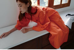 Linen Shirt Midi Dress with Belted Waist and Long Cuffed Sleeves