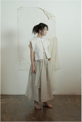 Falda larga cruzada de lino y algodón Patricia