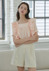 High-Waisted Linen Shorts with Pleated Front and Tailored Belt Loops