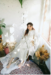 Elaine Linen Cotton Ruffle Maxi Dress